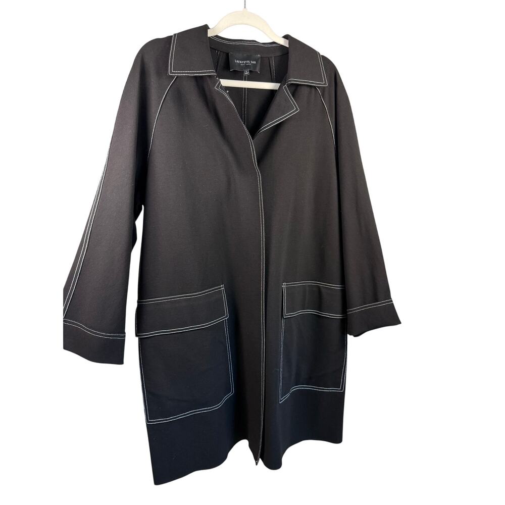 Lafayette 148 Women’s Black Maryann Car Coat Lightweight Minimalist‎ Lagenlook L - Picture 5 of 12